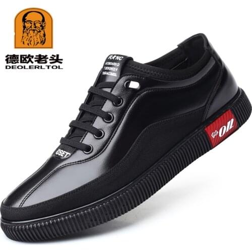 2020 Mens Cow Leather Shoes Fashion Casual Leather Anti slip White Lacing Shoes New Autumn Youth Man Split Leather Shoes