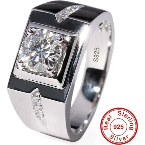 Solitaire male ring 925 Sterling Silver 0.6ct AAAAA CZ Diamant Engagement Jewelry Wedding Rings for Men Finger ring