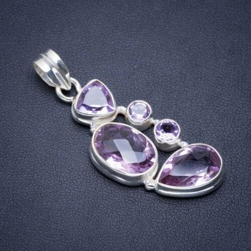 Natural Amethyst Handmade Unique 925 Sterling Silver Pendant 1.75" A1552