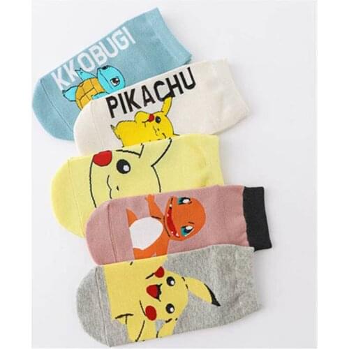 TAKARA TOMY Pokemon 5 pairs of cute anime characters Pikachu childrens socks Cosplay props accessories socks size 35-40