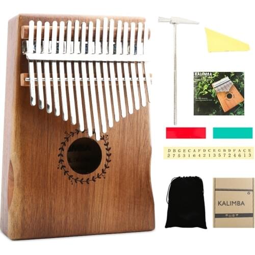 Kalimba 17 Keys Thumb Piano 17-Tone Wooden Thumb Piano Mahogany Instrument with Tune Hammer