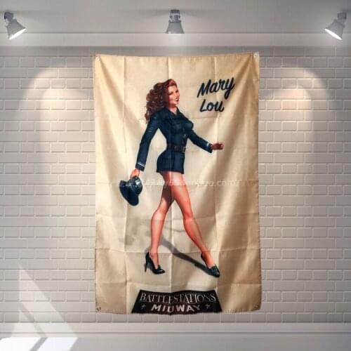 "Mary Lou" Retro Poster Banners Bedroom Modeling Studio Wall Decoration Hanging curtains Waterproof Cloth Polyester Fabric Flags