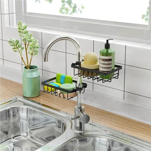 Stainless Steel Sink Hanging Storage Rack Holder Faucet Clip Bathroom Kitchen Dishcloth Clip Shelf Drain Dry Towel Organizer