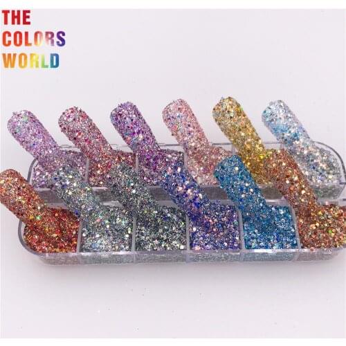 TCT-590 Colorful Chunky Nails Glitter ногти дизайн Nail Decor светящиеся uñas Tumbler Crafts DIY Manicure Festival Accessories