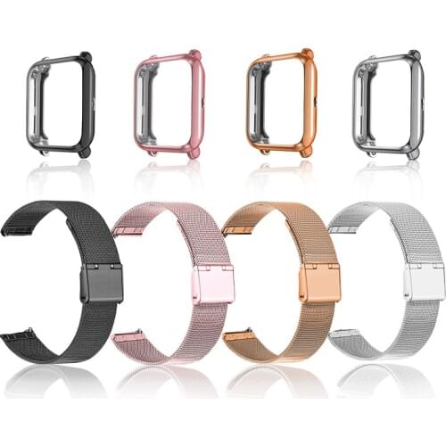 Strap For Amazfit Bip Strap Metal Bracelet With Case Huami Amazfit bip Band Protector For Bip lite Smart watch Accessories
