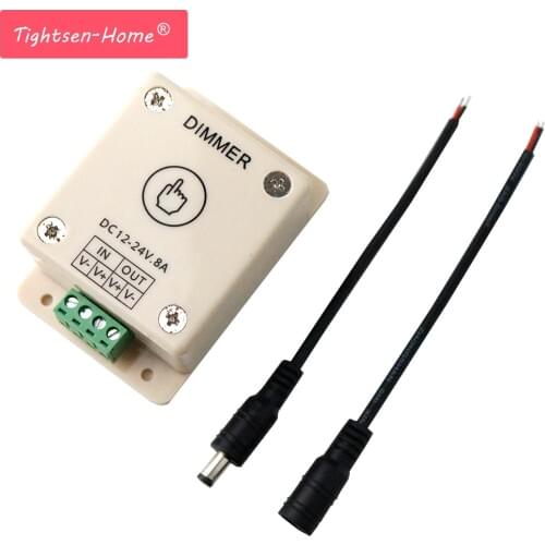 DC12V~24V Touch dimmer controller LED Dimmer controller +DC wire 8A Rotation Brightness adjustabe for 5050 3528 5630 LED Strip