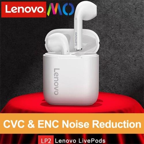 Original Lenovo LP2 LP1 UPDATED TWS Wireless Earphone Bluetooth 5.0 Dual Stereo Bass Touch Control IPX5 Life Waterproof with MIC