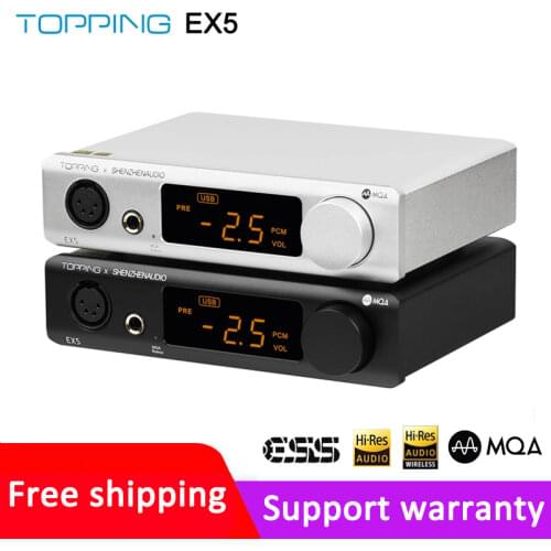 TOPPING EX5 MQA DAC Headphone Amplifier ES9038Q2M*2 Bluetooth 5.0 Decoder with Remote Control