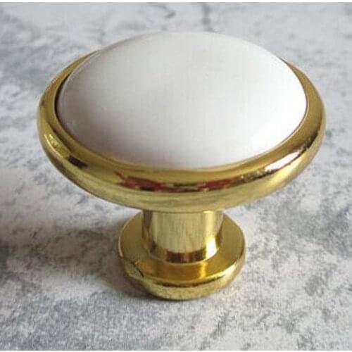 Dresser Drawer Kitchen Cabinet Ceramic Knobs Pulls Handles White Gold Modern Furniture Knob Pull Handle