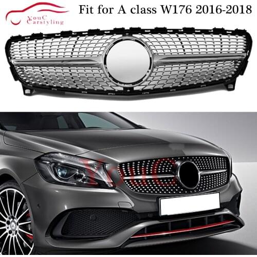 W176 Diamond grille Front Hood Grills Mesh for Mercedes A class W176 facelift A180 A200 A250 A45 AMG Grill 2016 - 2018