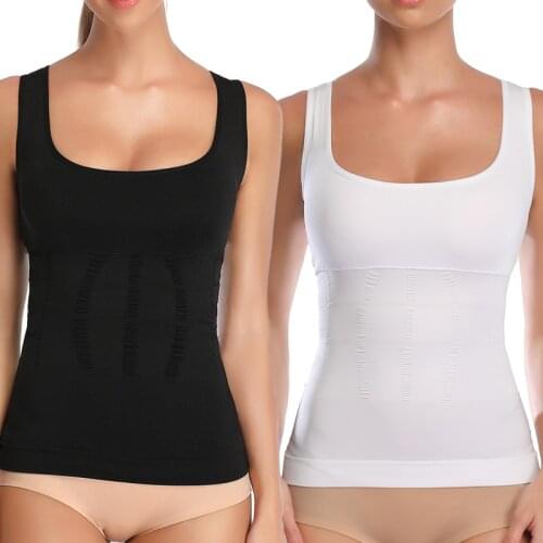 Ladies Easy Shaper Magic Body Shaper Bra Shapewear Tank Top Slimmer Camisole Built in Padded Bra Compression Shirt Corset Vest
