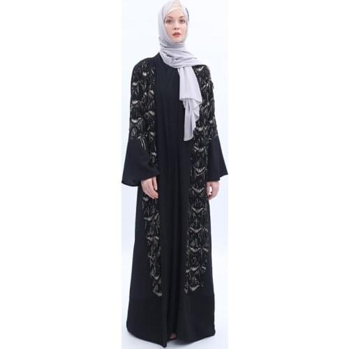 Abayas Women Bangladesh Sequin Muslim Kimono Dress Tassel Jilbab Kaftan Open Abaya Turkey Robe Dubai Qatar UAE Islamic Clothing