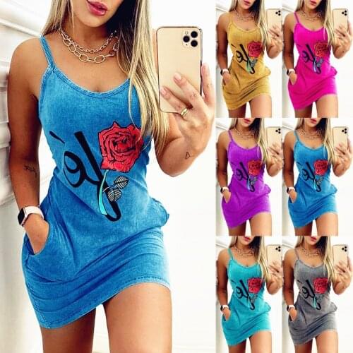 Women 2021 Slim Boho Vintage Pocket Vintage Sexy Befree Dress Strap Rose Summer Cotton Camis Party Beach Dresses Plus Sizes