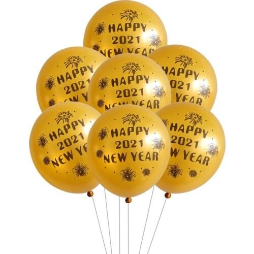 10pcs 2021 Happy New Year Latex Balloons Balloons Gold Black Garland Navidad New Year Eve Party Supplies