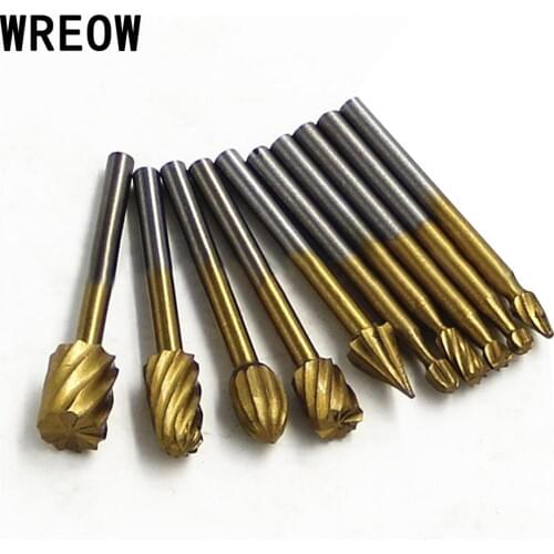 10pcs/Set Files HSS Routing Rotary Milling Cutter Tool Rotary File Cutter Woodworking Bur Bit Engraving Bits Tool