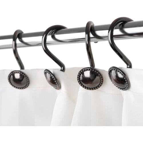 12Pcs/set 30mm Bronze Color Zinc Alloy Metal Shower Curtain Hooks Vintage Shower Curtain Rings New Hot Free shipping