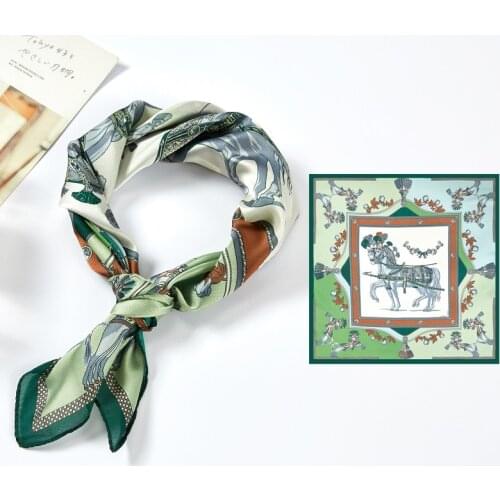 2021 New Fashion Silk Square Scarf For Women 53*53cm Neck Hair Tie Band Bag Warp Soft Neckerchief Hijab Headscarf Female Foulard