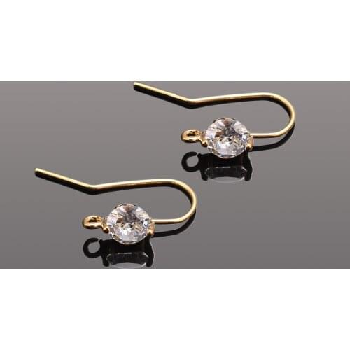 4Pcs/Lot Brass S Hook Ziron Earwire Earring Hooks for Earring Dangle Jewelry Making 18K Real Gold Plated Ear Stud with Hoop