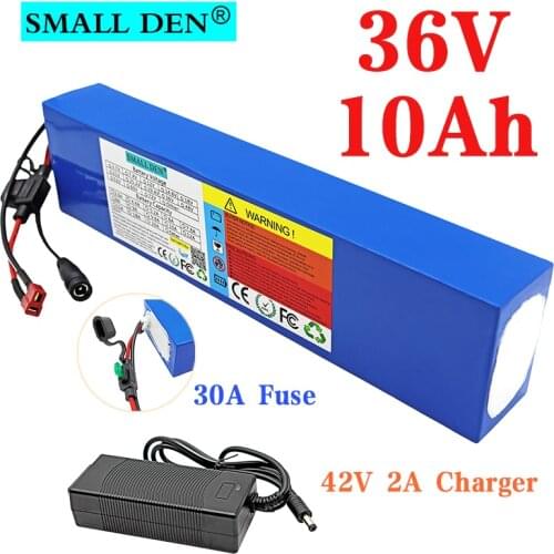 36V 10Ah 18650 lithium battery pack Electric bicycles Scooter ebike built-in 30A BMS and Fuse device 250W-600W+ 42V 2A Charger