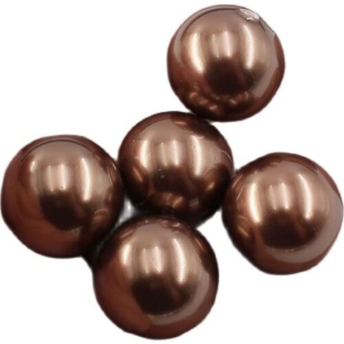 APDGG 20MM 5 Pcs Natural Coffee Sea Shell Pearl Half Hole Round Beads For Pendant Earrings DIY Jewelry Findings