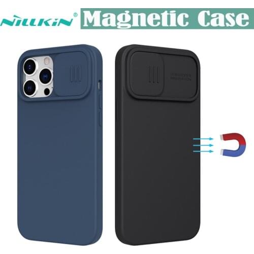 For iPhone 13 12 Pro Max Case NILLKIN Silky Magnetic Case For iPhone 13 12 Pro Slide Camera Soft Silicone Cover For iPhone13 12