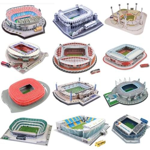 DIY Puzzles Children Toys 3D World Famous Building Football Stadium Stadium San Diego Bernabeu Building Puzzles Educational Toys