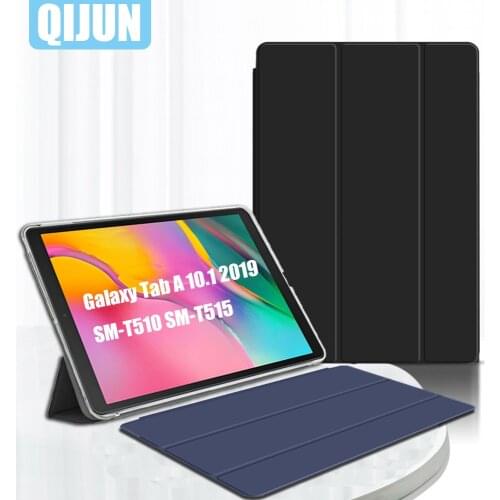 Tablet case for Samsung Galaxy Tab A 10.1" 2019 Leather Smart Sleep wake funda Trifold Stand Solid cover Sleeve for SM-T510/T515