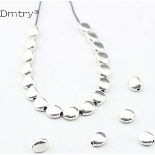 Dmtry 20pcs/lot Charms Spacers Beads Findings Antique Silver Color Small Hole Silver Beads For Jewelry Makinng Accessory LC0163