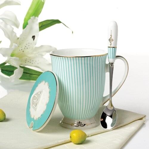 Ceramic Water Cups Creative British Stripe Coffee Mugs Bone China Breakfast Milk Coffee Cup Goblet