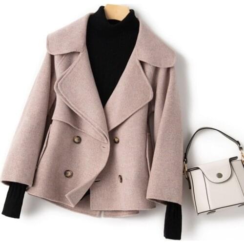 Short Solid Double Sided 100% Wool Jacket Women Single Breasted Elegant Overcoat New Winter Coat Casual Clothes Outerwear Female