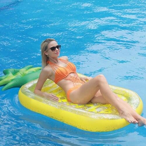 Inflatable Floating Pad Summer Swimming Mattress Sequin Style Pineapple Shape Float Innflated Mat for Water Sports Party