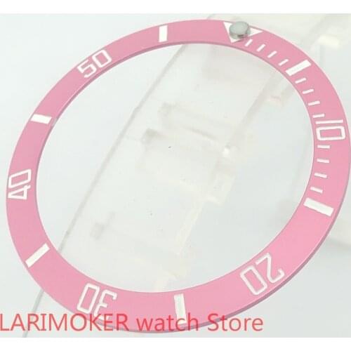 BLIGER brand new high-quality 38mm pink rotating glass bezel, suitable for 40mm self-winding mens watches