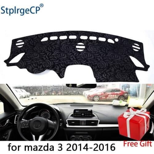 Latest Rose Pattern Non-slip Car Dashboard Cover Dash Mat Pad DashMat ANti-UV Car Sticker for mazda 3 2014 2015-2017 Car Styling