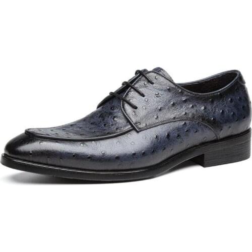 New fashion pointed toe mens shoes lace up high-top genuine leather formal dress shoes business shoes