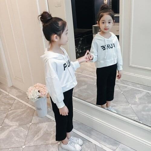 New children girl casual clothing set Cotton printed hoodies + pants girls kids 2pcs fashion leisure suits 4-14age