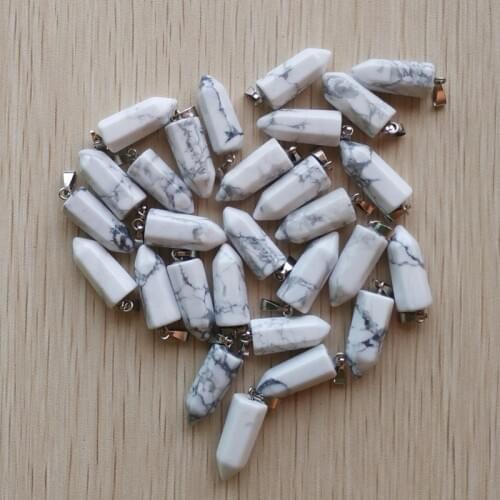 Wholesale 50pcs/lot 2016 fashion high quality natural stone hexagonal pillar charms pendants fit necklace making free