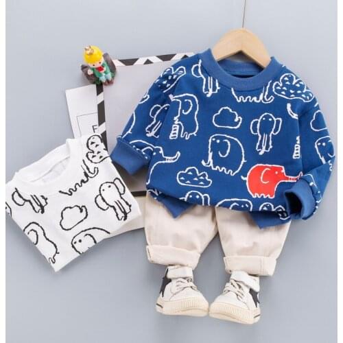 0-5 Years Spring Boy Clothing Set 2021 New Fashion Active Cartoon Print T-Shirt+ Pant Kid Children Baby Toddler Boy Clothing