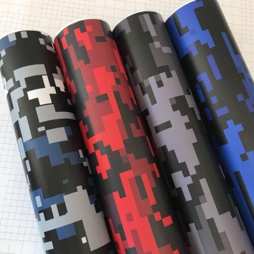 50x200/300/500cm Digital Film Vinyl Black Gray White Red Blue Camo Pixel Car Wrap Sticker with Air Bubble Free Release Adhesive