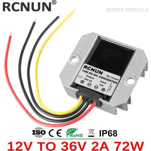 DC to DC 12V to 36V 2AMP 72W Converter Boost Module, 12v-36v DC-DC Step Up Power Regulator Waterproof