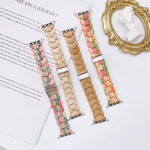 44mm 40mm 42mm 38mm Wood Loop for iwatch 6 se 5 4 Band Bracelet for Apple 3 2 1 Wooden Sandalwood Watch Strap