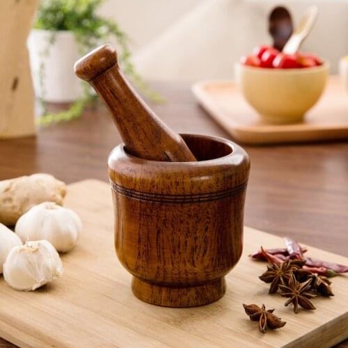 Retro wooden cangarlic pounder medicine powder maker garlic crusher herb mills mincers