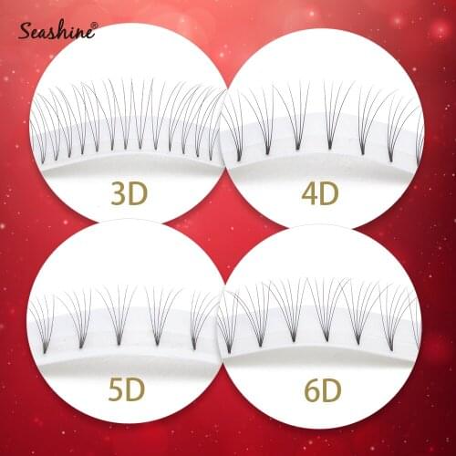 Seashine Lashes Premade fans 12 Lines 3D-6D Pre Made Volume Fans Lashes Handmade Eye Lashes Makeup Eyelash Extension