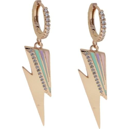 Rose Gold Color Lightning Bolt Dangle Drop Earring Pastel Enamel Hot Selling Summer Jewelry