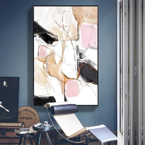 Nordic Abstract Pink Watercolor Pattern Wall Art Canvas Paintings Girls Room Wall Art Prints and Posters Living Room Home Decor