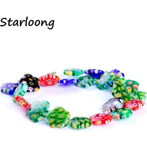 23pcs/string colors mixed 16*4mm flower shape pattern lampwork glazed glass beads for bracelet necklace DIY jewelry making