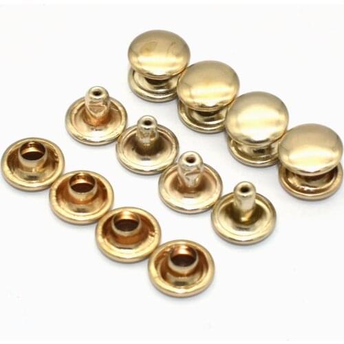 Light Gold Rivet 8mm Double Round Cap Rivet Iron Button Rapid Rivet DIY Leather Craft Sewing Accessories Purse Handbag Hardware