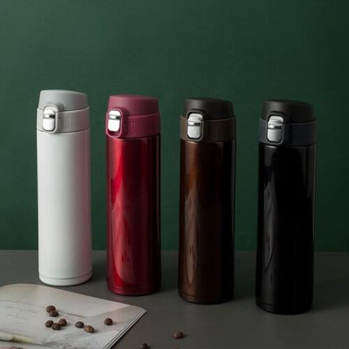 500ml Stainless Steel Thermal Mug Home Office Travel Tea Water Coffee Bounce Lid Vacuum Thermos Cup Drinkware Water Bottle