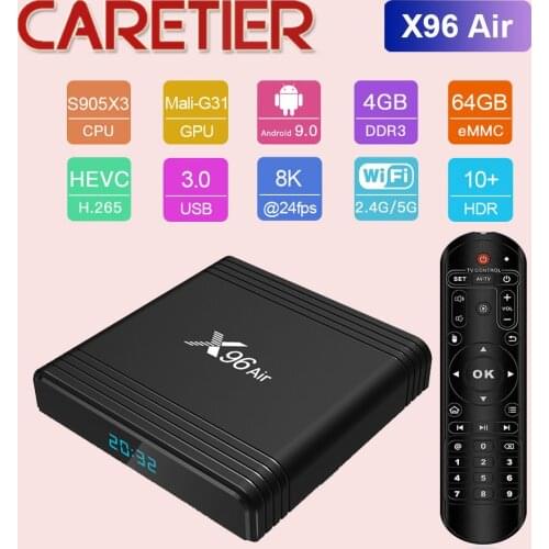 1PC X96 Air Android TV Box Android 9.0 Amlogic S905X3 Smart TV Box 4K Android Box X96Air Quad Core 2.4G&5G Wifi BT4.1 H.265