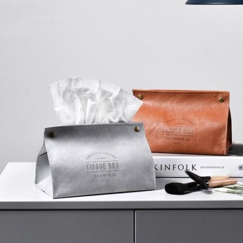Home Living Room Decoration Bedroom Kitchen Desktop Nordic Large Storage Box PU leather Tissue Box Car Toilet Pumping box Decor