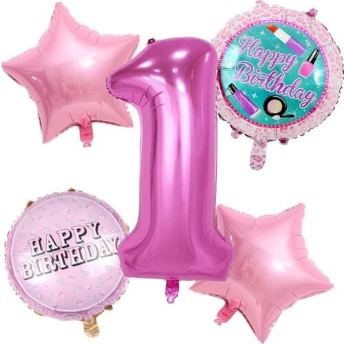 Paris Beauty Girl Birthday Party Decorations Rose Pink Theme Makeup Number Star Helium Foil Balloons Girls Favorite Gift Set